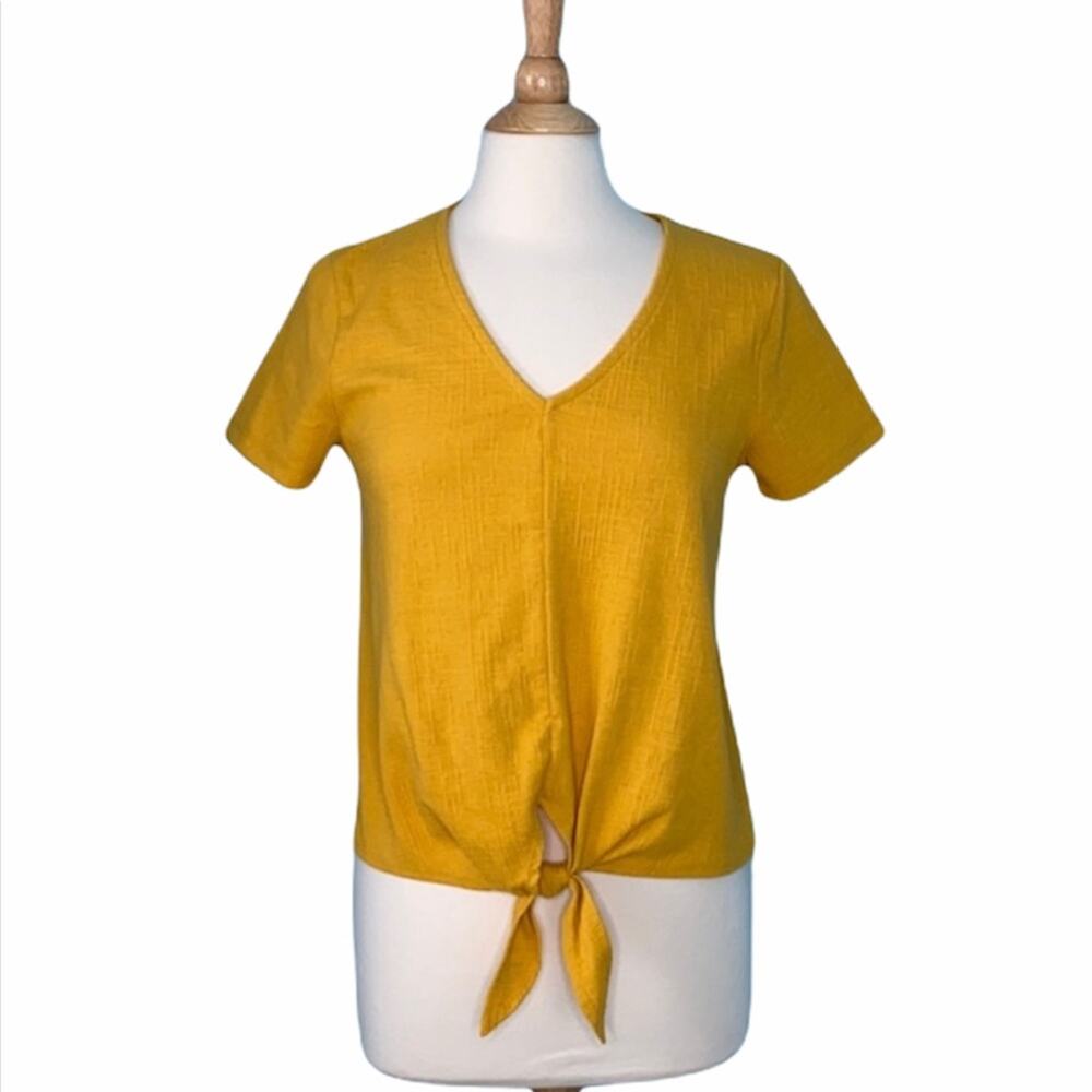 NWT Jcrew Mustard Yellow Blouse Tie Up Detail Modest Career Minimalist 0121